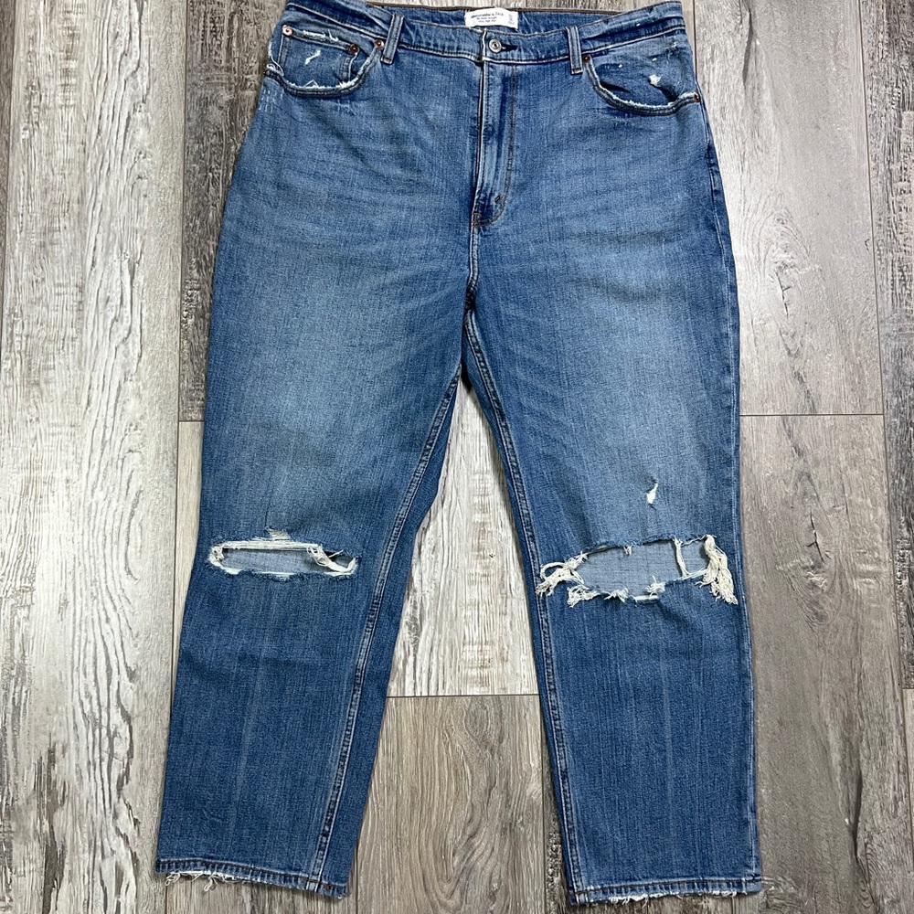 ABERCROMBIE & FITCH The Ankle Straight Ultra High Rise Jeans Curve Love 33/16R